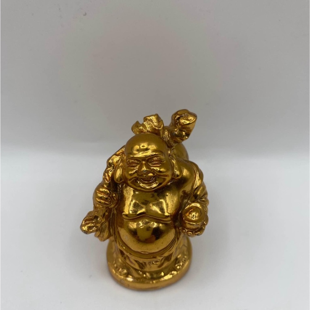 Gold Laughing Buddha Figurine - Decorative Home Art